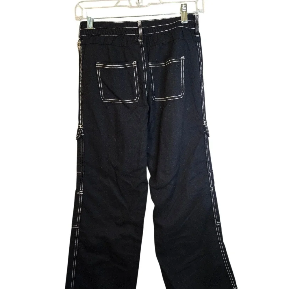 Justice Peanuts Snoopy Black Cargo Pants with Chain Size 12